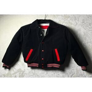 VTG Varsity Letterman Jacket 70s Rennoc Classic Corduroy Men's S Blank Red Black